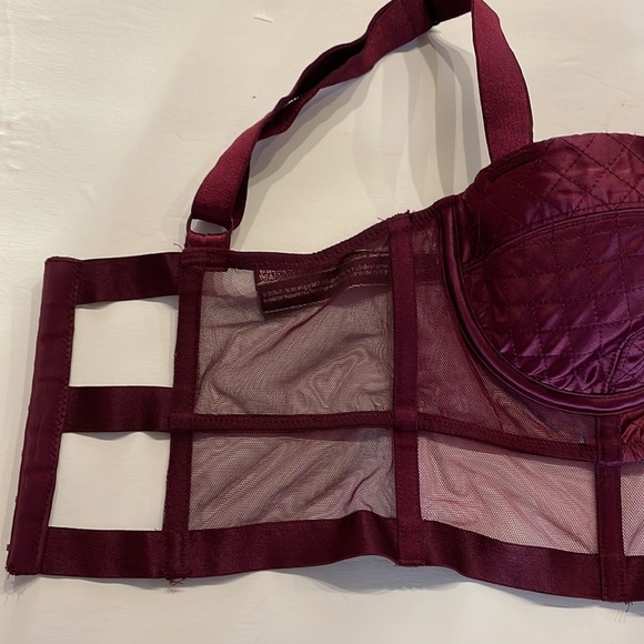 Victoria Secret VERY SEXY lined BLACONET satin mesh BRA merlot wine color 34B - Picture 9 of 15